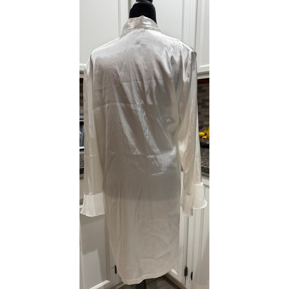 Vintage California Dynasty Ivory Satin Robe L Sequin Ruffle RMD031 No Sash - Picture 4 of 10